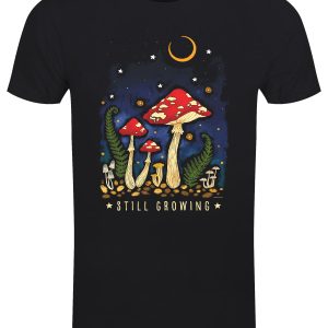 Magical Mushrooms Still Growing Mens Black T Shirt 1