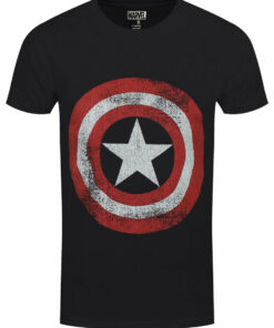 Marvel Captain America Distress Shield Mens Black T Shirt 1