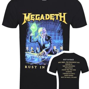 Megadeth Rust In Peace Tracklist Mens Black T Shirt 1