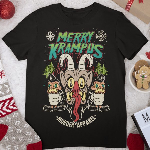 Merry Krampus Retro Neon T-Shirt