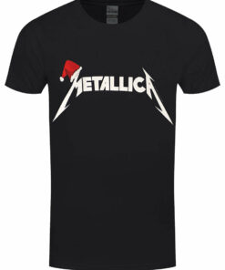Metallica Santa Hat Mens Black Christmas T Shirt 1