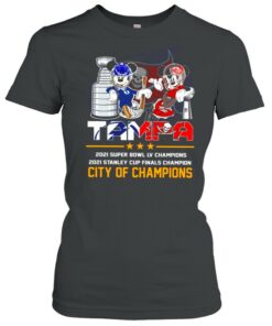 Mickey Mouse Tampa Lightning and Buccaneers 2021 Stanley Cup and Super Bowl LV champion City of champions shirt 2