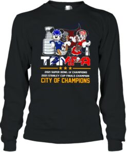 Mickey Mouse Tampa Lightning and Buccaneers 2021 Stanley Cup and Super Bowl LV champion City of champions shirt 3