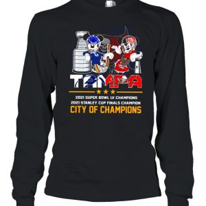 Mickey Mouse Tampa Lightning and Buccaneers 2021 Stanley Cup and Super Bowl LV champion City of champions shirt 3