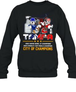 Mickey Mouse Tampa Lightning and Buccaneers 2021 Stanley Cup and Super Bowl LV champion City of champions shirt 4