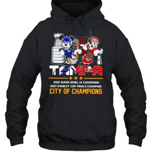 Mickey Mouse Tampa Lightning and Buccaneers 2021 Stanley Cup and Super Bowl LV champion City of champions shirt 5