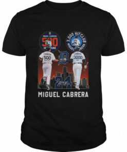 Miguel Cabrera Detroit Tigers 500 Home Runs and 3000 Hit Club signature shirt 1