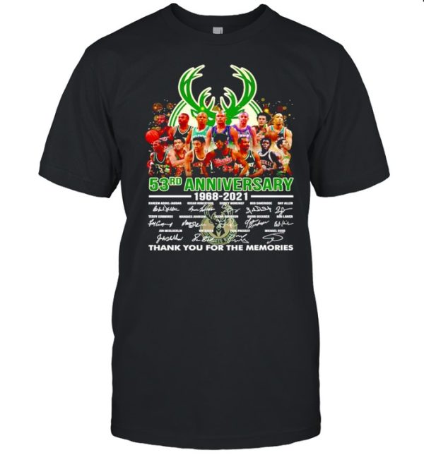 Milwaukee Bucks 53rd Anniversary 1968 2021 thank you for the memories shirt