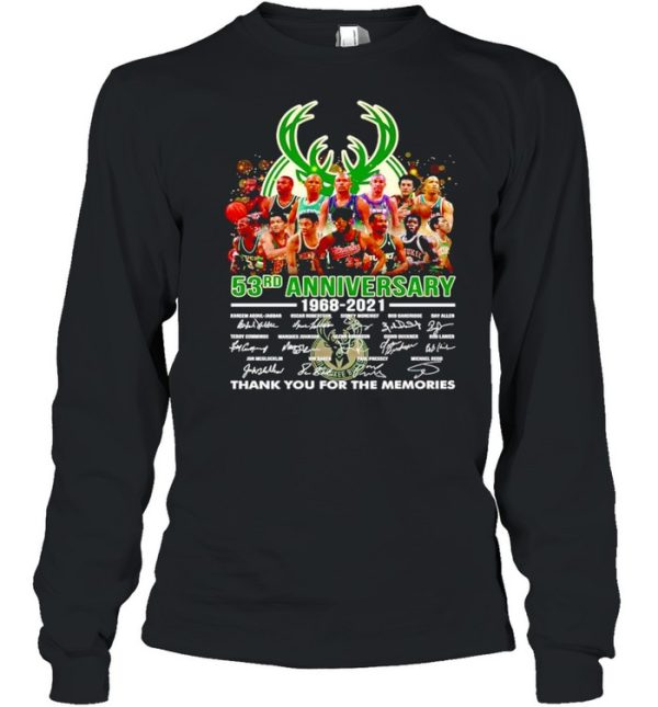 Milwaukee Bucks 53rd Anniversary 1968 2021 thank you for the memories shirt