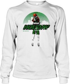 Milwaukee Bucks Jrue Holiday throw the ball shirt 3