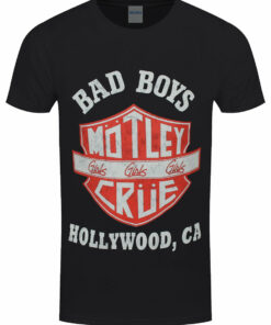 Motley Crue Bad Boys Shield Mens Black T Shirt 1