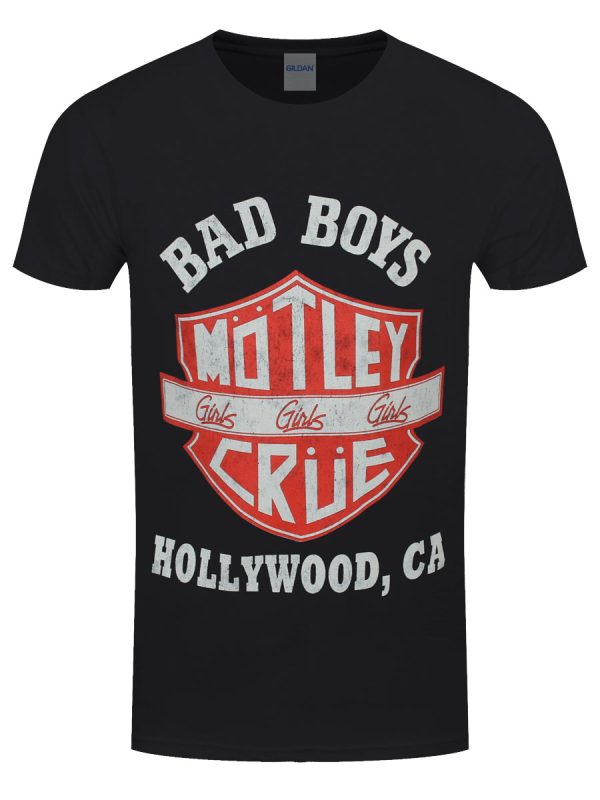 Motley Crue Bad Boys Shield Men’s Black T-Shirt