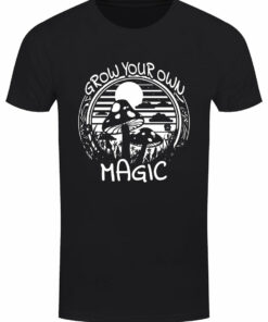 Mushrooms Grow Your Own Magic Mens Black T Shirt 1