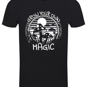 Mushrooms Grow Your Own Magic Mens Black T Shirt 1