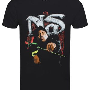 Nas Red Rose Men’s Black T-Shirt