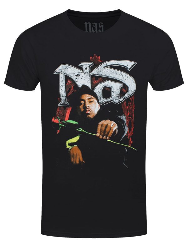 Nas Red Rose Men’s Black T-Shirt