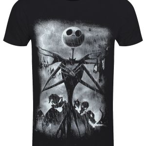 Nightmare Before Christmas Stormy Skies Men’ Black T-Shirt