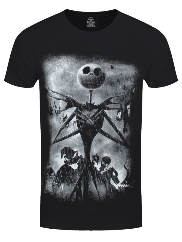 Nightmare Before Christmas Stormy Skies Men’ Black T-Shirt