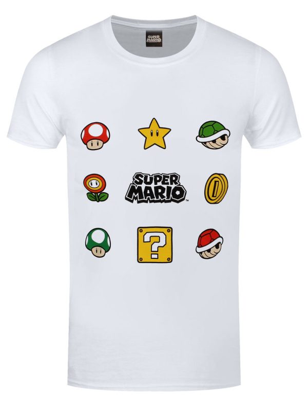 Nintendo Super Mario Items Men’s White T-Shirt