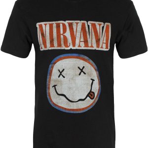 Nirvana Distressed Logo Mens Black T Shirt 1