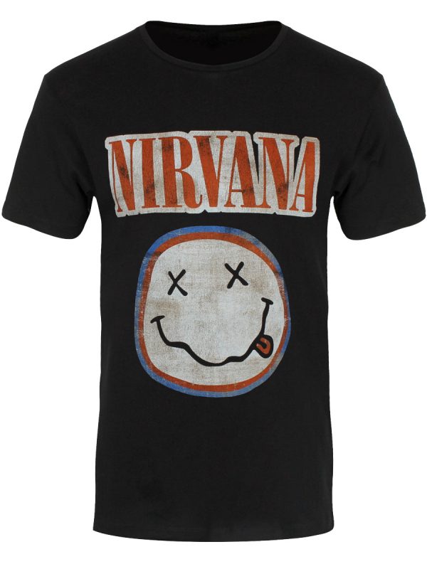 Nirvana Distressed Logo Men’s Black T-Shirt