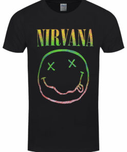 Nirvana Sorbet Ray Happy Face Mens Black T Shirt 1