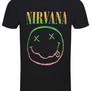 Nirvana Sorbet Ray Happy Face Men’s Black T-Shirt