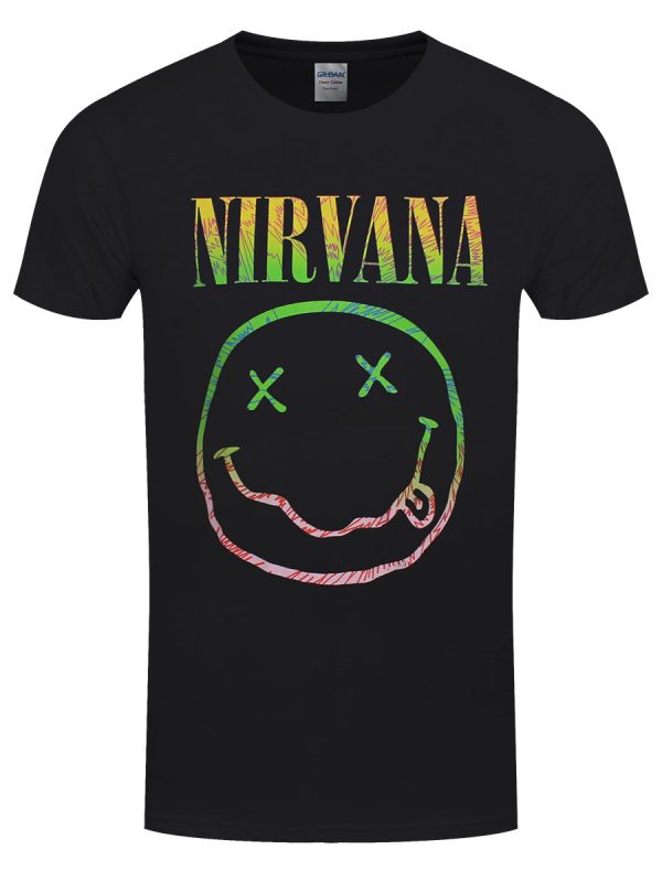 Nirvana Sorbet Ray Happy Face Men’s Black T-Shirt