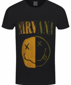 Nirvana Spliced Happy Face Mens Black T Shirt 1