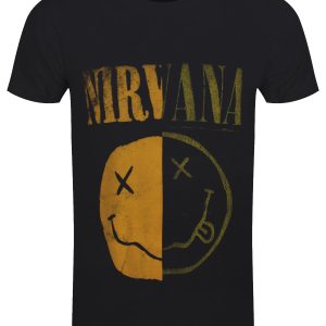 Nirvana Spliced Happy Face Men’s Black T-Shirt