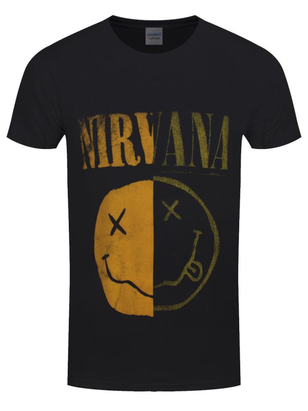 Nirvana Spliced Happy Face Men’s Black T-Shirt