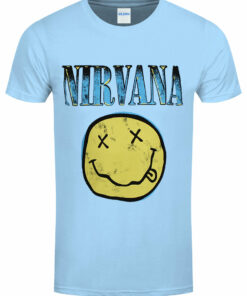 Nirvana Xerox Happy Face Mens Light Blue T Shirt 1