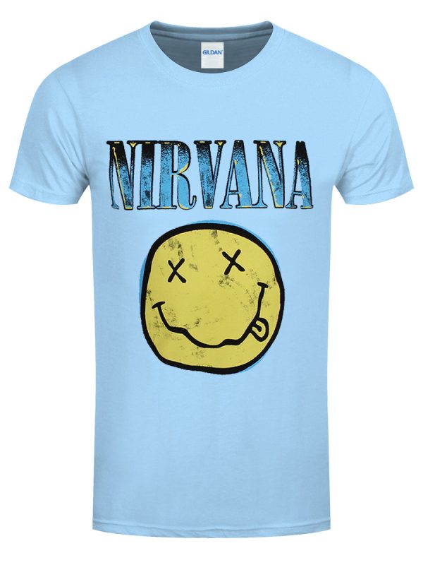 Nirvana Xerox Happy Face Men’s Light Blue T-Shirt