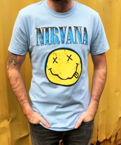 Nirvana Xerox Happy Face Men's Light Blue T-Shirt 2 Nirvana Xerox Happy Face Mens Light Blue T Shirt 3