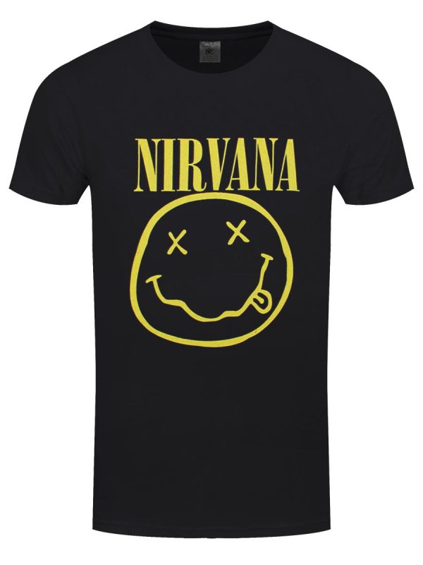 Nirvana Yellow Happy Face Men’s Black T-Shirt