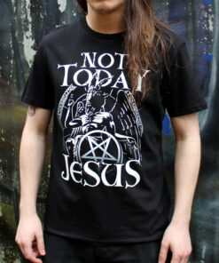 Not Today Jesus Mens Premium Black T Shirt 3
