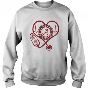 Nurse Love Alabama Crimson Tide Heartbeat Shirt 4