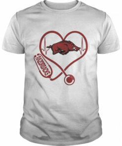 Nurse Love Arkansas Razorbacks Heartbeat Shirt 1