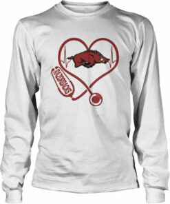 Nurse Love Arkansas Razorbacks Heartbeat Shirt 2 Nurse Love Arkansas Razorbacks Heartbeat Shirt 3