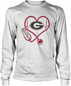Nurse Love Georgia Bulldogs Heartbeat Shirt 3