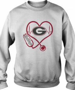 Nurse Love Georgia Bulldogs Heartbeat Shirt 4