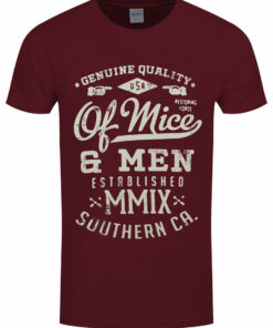 Of Mice Men Genuine Mens Maroon T Shir 1