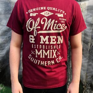 Of Mice Men Genuine Mens Maroon T Shir 3