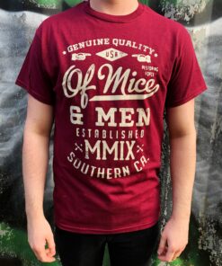 Of Mice Men Genuine Mens Maroon T Shir 3