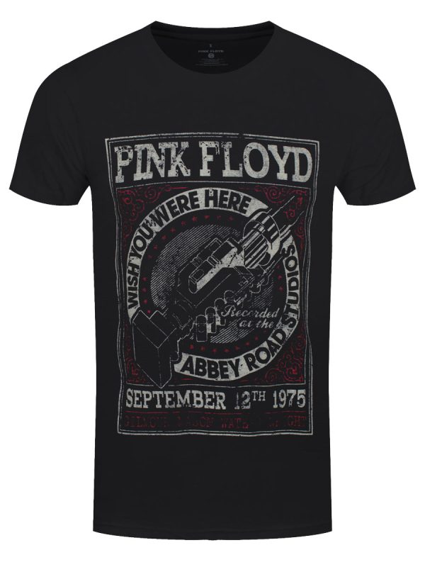 Pink Floyd Wish You Were Here Abbey Road Studios Men’s Black T-Shirt