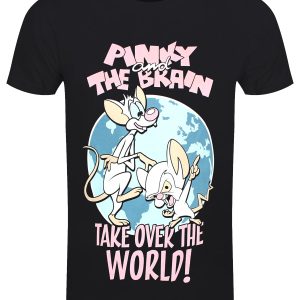 Pinky and the Brain Take Over The World Mens Black T Shirt 1