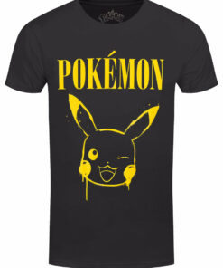 Pokemon Graffiti Pikachu Mens Black Acid Wash T Shirt 1
