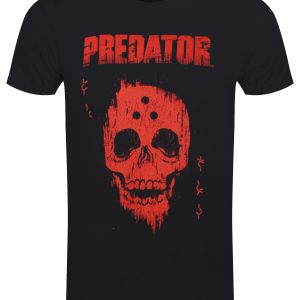 Predator Red Distressed Skull Men’s Black T-Shirt