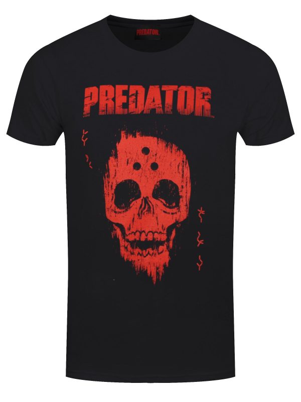 Predator Red Distressed Skull Men’s Black T-Shirt