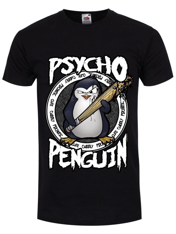 Psycho Penguin Cute, Cuddly & Psychotic Men’s Black T-Shirt